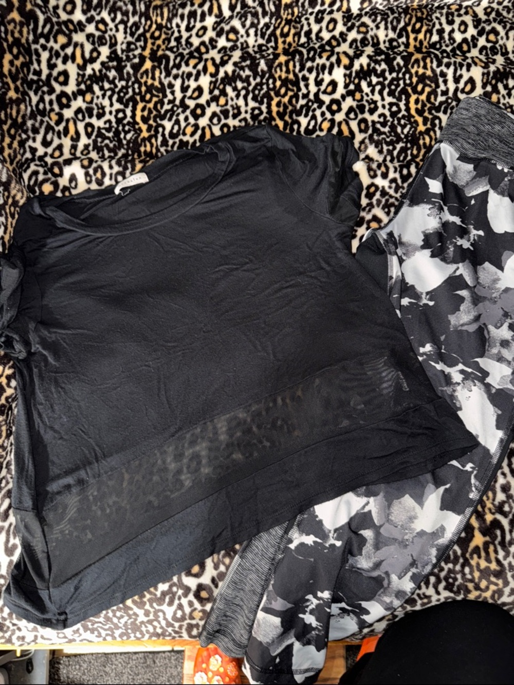 Black Mesh Accent Crop Tee